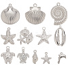 24Pcs 12 Styles Ocean Theme 304 Stainless Steel Pendants STAS-SC0010-05-1