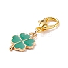 Alloy Enamel Clover Pendant Decorations X-HJEW-JM00661-04-3