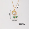 Shiny Sunflower Brass Micro Pave Cubic Zirconia Pendant Necklace for Women SR9149-4-1