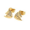 Brass Micro Pave Clear Cubic Zirconia Earrings EJEW-D328-03G-01-4