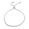 Brass Pave Clear Cubic Zirconia Flat Round Box Chain Slider Bracelets BJEW-YWC0002-12A-P-1