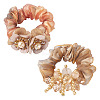 2Pcs 2 Colors Chic Solid Color French Satin Pigtail Hair Tie for Elegant Hairstyles OHAR-TA0001-10C-2