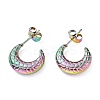Ion Plating(IP) Rainbow Color 304 Stainless Steel Crescent Moon Stud Earrings EJEW-G293-10M-1