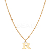 1Pc Brass Chain & 304 Stainless Steel Letter Pendant Necklaces NJEW-LP0001-35R-G-1