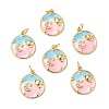 Rack Plating Brass Micro Pave Cubic Zirconia Pendants KK-H431-09G-B-4