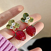Alloy & Rhinestone & Enamel Leaf Stud Earrings WG2CE66-01-2