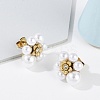 Ion Plating(IP) 304 Stainless Steel Flower Stud Earrings EJEW-A119-03G-2