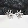 Flower Brass Micro Pave Clear Cubic Zirconia Stud Earrings LS-EJEW-F383-07P-1