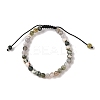 6mm Round Natural Tree Agate Braided Bead Bracelets BJEW-C067-01A-01-2