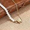 304 Stainless Steel & Plastic Pearl Butterfly Pendant Necklaces NJEW-U023-01G-1