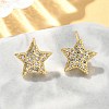 Star Brass Micro Pave Clear Cubic Zirconia Stud Earrings EJEW-A132-16G-1