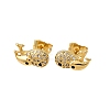Brass Micro Pave Clear Cubic Zirconia Stud Earrings LS-EJEW-D328-04G-03-4