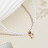 Imitation Pearl with Stainless Steel Pendants Necklaces NJEW-LP0001-51P-G-3