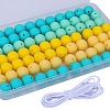 80Pcs 4 Style Round Silicone Focal Beads SIL-SZ0001-22K-1