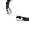 Natural Citrine Round Bead Braided Leather Cord Bracelets for Men Women BJEW-A009-11P-02-4
