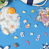 60Pcs 10 Styles Sea Theme Opaque Resin Cabochons RESI-SC0036-44-3