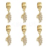 6Pcs Brass Micro Pave Clear Cubic Zirconia European Dangle Charms KK-CJ0002-75-1