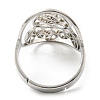 Non-Tarnish Adjustable 304 Stainless Steel Woven Web/Net with Feather Ring LS-RJEW-F149-05P-3