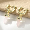 Natural Rose Quartz Hoop Earrings EJEW-P306-01G-07-1