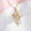 Brass Micro Pave Clear Cubic Zirconia Snake Pendant Necklaces NJEW-S438-02B-G-2