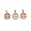 Brass Pave Cubic Zirconia Pendants KK-E795-20KCG-01-1