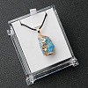 Electroplated Raw Natural Apatite Neggets Pendant Black Wax Cord Necklaces FS-WG48460-06-1