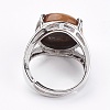 Adjustable Natural Tiger Eye Finger Rings X-RJEW-F075-01A-3