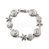 Summer Beach Brass Micro Pave Clear Cubic Zirconia Starfish & Shell Shape Link Chain Bracelets BJEW-C118-02A-P-5
