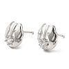 Rack Plating Brass Pave Clear Cubic Zirconia Wing Ear Studs for Women EJEW-Q770-05P-1