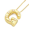 Brass & Plastic Pearl Letter Pendant Box Chain Necklaces for Women NJEW-U017-01G-07-2