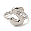Initials Brass Open Cuff Ring for Women RJEW-N046-02S-P-2