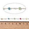 Handmade 304 Stainless Steel Chains with Faceted Rondelle Glass Beads CHS-K020-15G-3