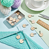 Wood Flat Round with Paw Print Pendant Locking Stitch Markers HJEW-NB00118-4