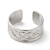 Non-Tarnish 304 Stainless Steel Twist Rope Pattern Open Cuff Ring for Women RJEW-I098-15P-2