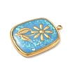 304 Stainless Steel Epoxy Resin with Natural Shell and Sequins Inside Pendants STAS-L026-17G-P03-2