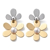 304 Stainless Steel Flower Stud Earrings for Women STAS-Z112-22GP-4