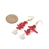 Dyed Chips Synthetic Coral Dangle Earrings EJEW-TA00204-3
