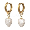 202 Stainless Steel & Natural Baroque Pearl Hoop Dangle Earrings EJEW-JE07334-3