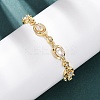 Oval Brass Micro Pave Cubic Zirconia Link Chain Bracelets for Women BJEW-D387-04G-07-1