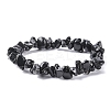 Natural Obsidian Chip Beads Stretch Bracelet for Women BJEW-AL00003-13-1