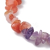 Natural South Red Agate & Amethyst & Obsidian Chips Beaded Stretch Bracelets BJEW-TA00493-4