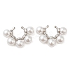 Rack Plating Brass Cuff Earrings with Plastic Pearl Beaded EJEW-M222-03P-1