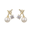 Natural Pearl Ear Studs EJEW-P286-45G-1