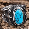 304 Stainless Steel and Synthetic Turquoise Finger Rings for Men FS-WGEFF67-03-2