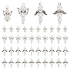 40Pcs 4 Styles Wing Alloy Pendants PALLOY-HY00034-1
