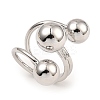 Rack Plating Brass Round Ball Beded Open Cuff Rings RJEW-D009-02P-3