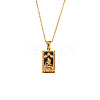 Rhinestone Tarot Card Pendant Necklace with Enamel PW23032745047-1