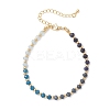 Brass & Dyed Natural Malaysia Jade Rondelle Beaded Bracelets for Women BJEW-JB13323-03-2
