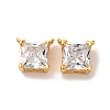 Brass Pave Clear Cubic Zirconia Square Charms KK-K382-49G-1