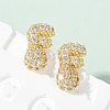 Brass Micro Pave Cubic Zirconia Stud Earrings EJEW-Z091-04G-F-1